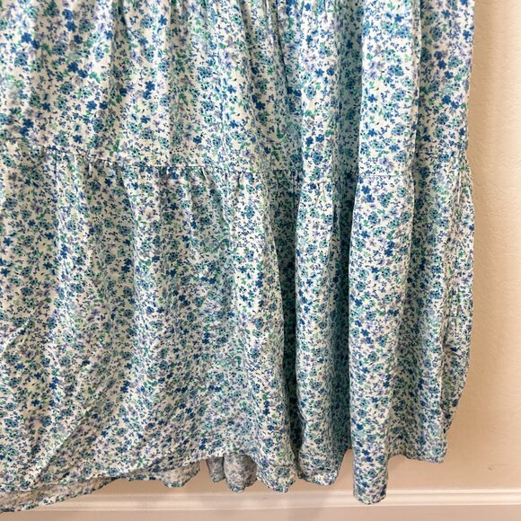 New Lulus Dress Womens Medium Blue Ready to Bloom Floral Smocked Tiered Maxi M - Picture 6 of 9